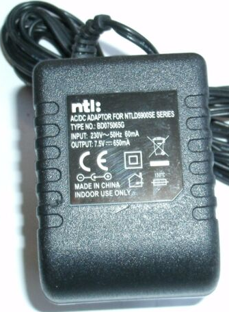 New 7.5V 650mA NTL BD075065G Power Supply Ac Adapter